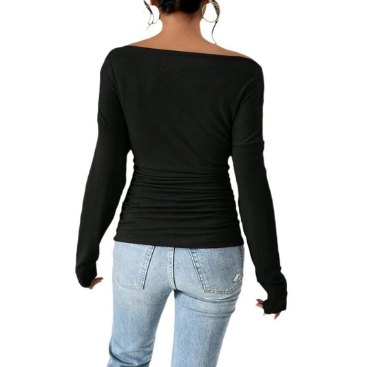 Pull asymétrique à manches longues