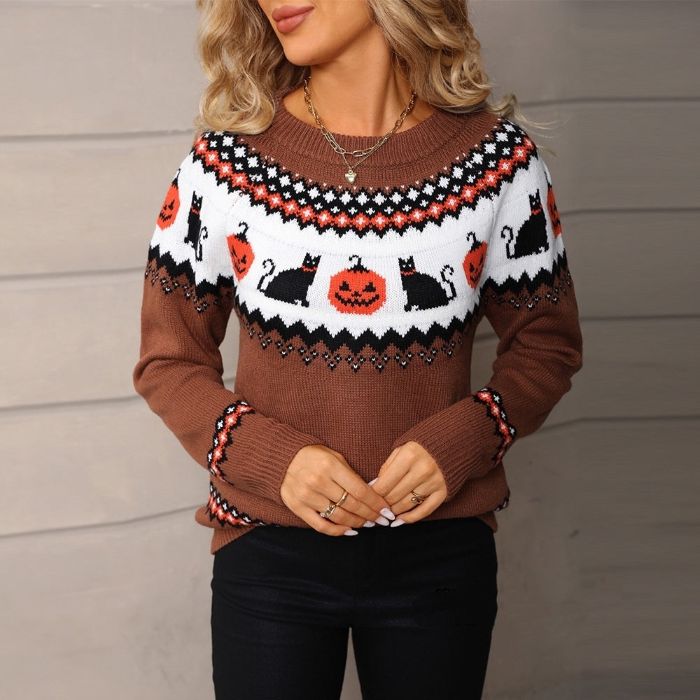 Pull Halloween surdimensionné en tricot
