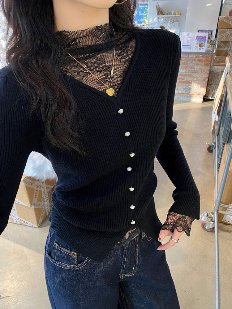 Pull tricoté dentelle