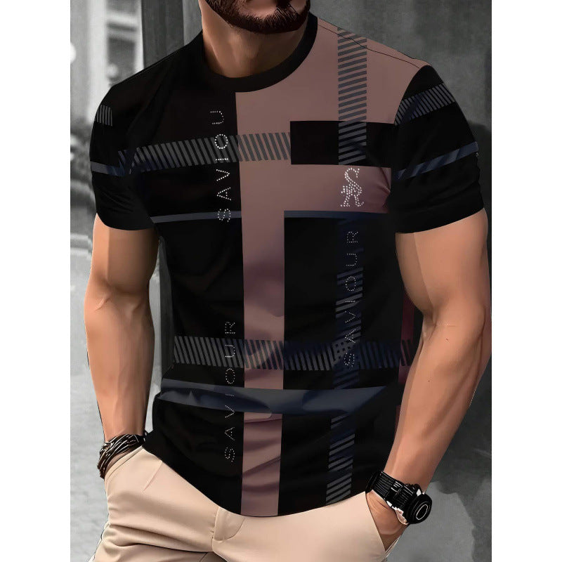 T-shirt à manches courtes style décontracté, impression numérique 3D