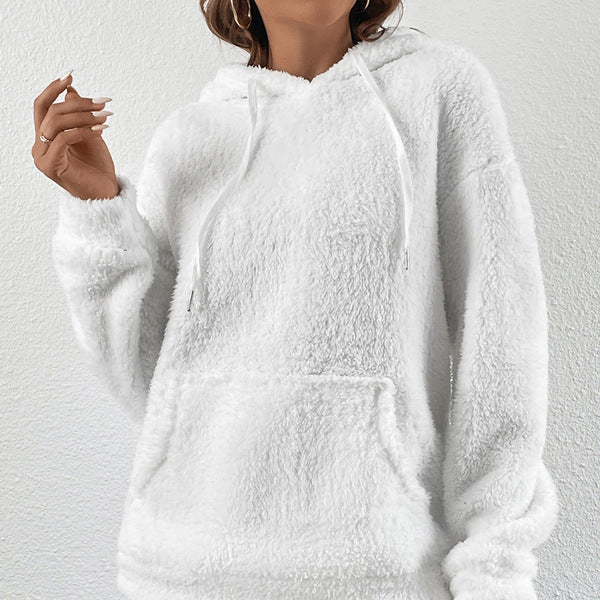 Pull en peluche à manches longues avec poche