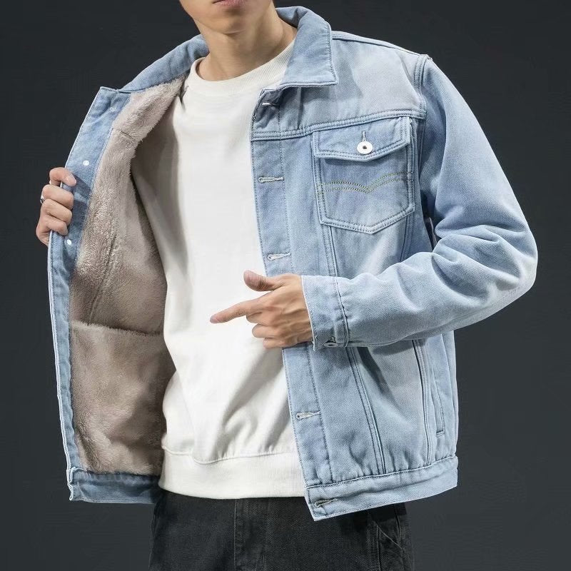 Veste en jean homme ample polaire