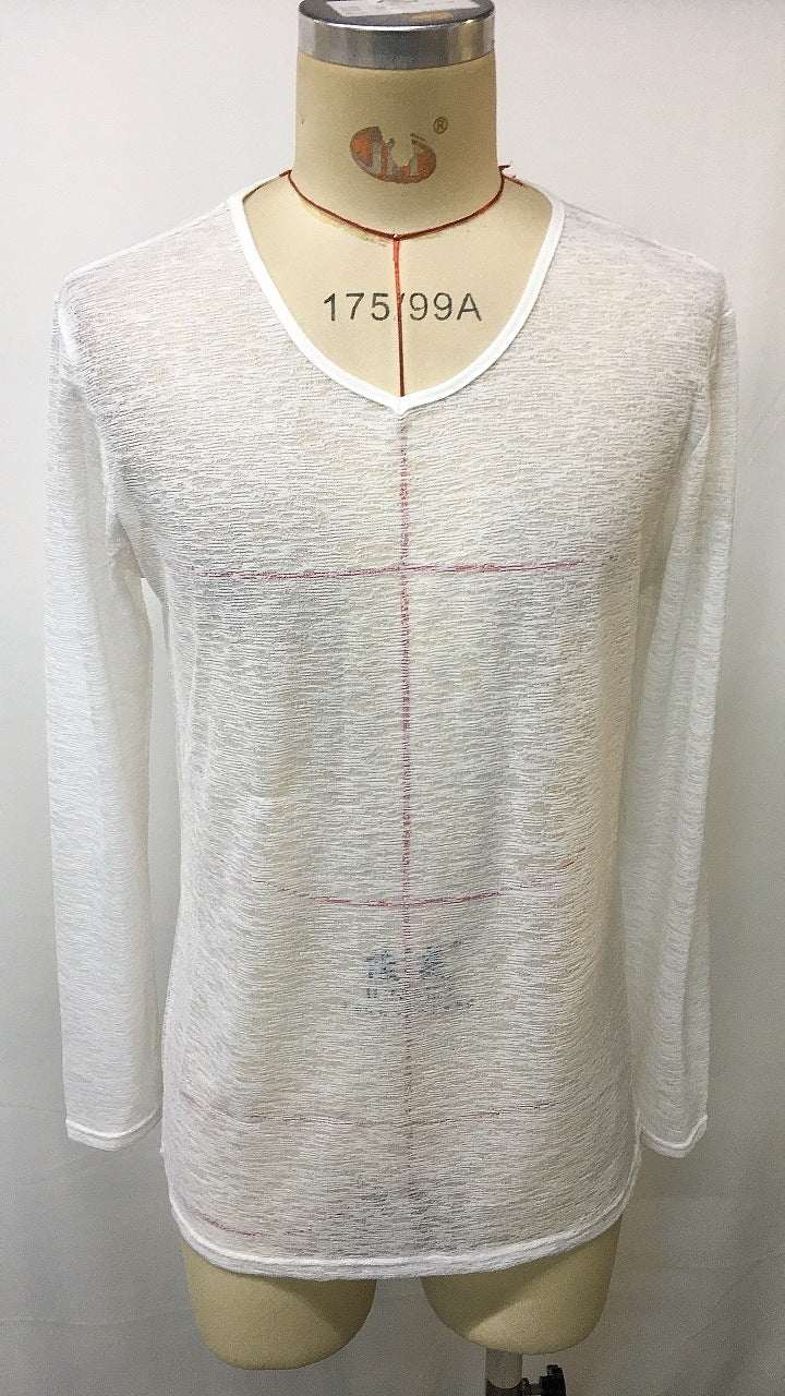 T-shirt à manches longues pour homme, couleur unie, fin et respirant