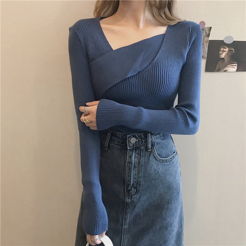 Pull col V croisé