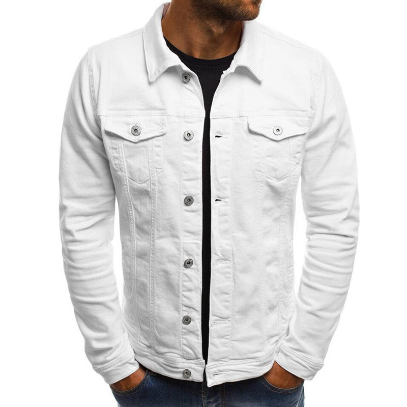 Veste décontractée en jean pour homme, chemise boutonnée