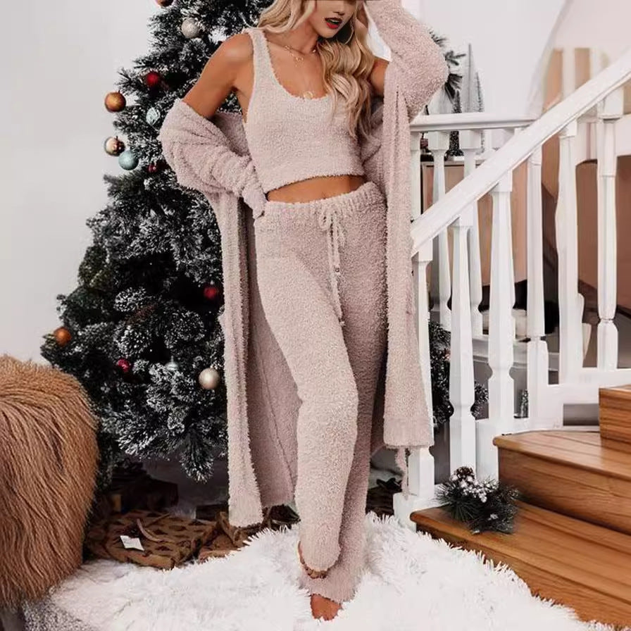 Ensemble trois pièces élégant et décontracté avec cardigan ample