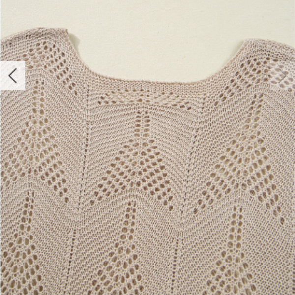 Pull décontracté à manches creuses en parchemin ajouré