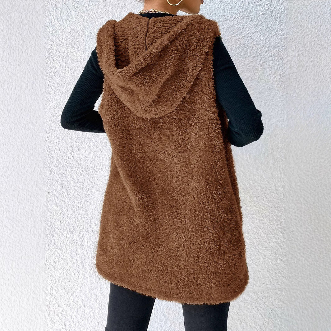 Veste à capuche en peluche décontractée