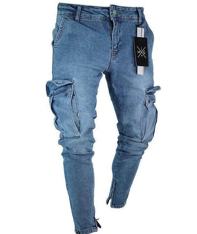 Jean cargo en denim pour homme
