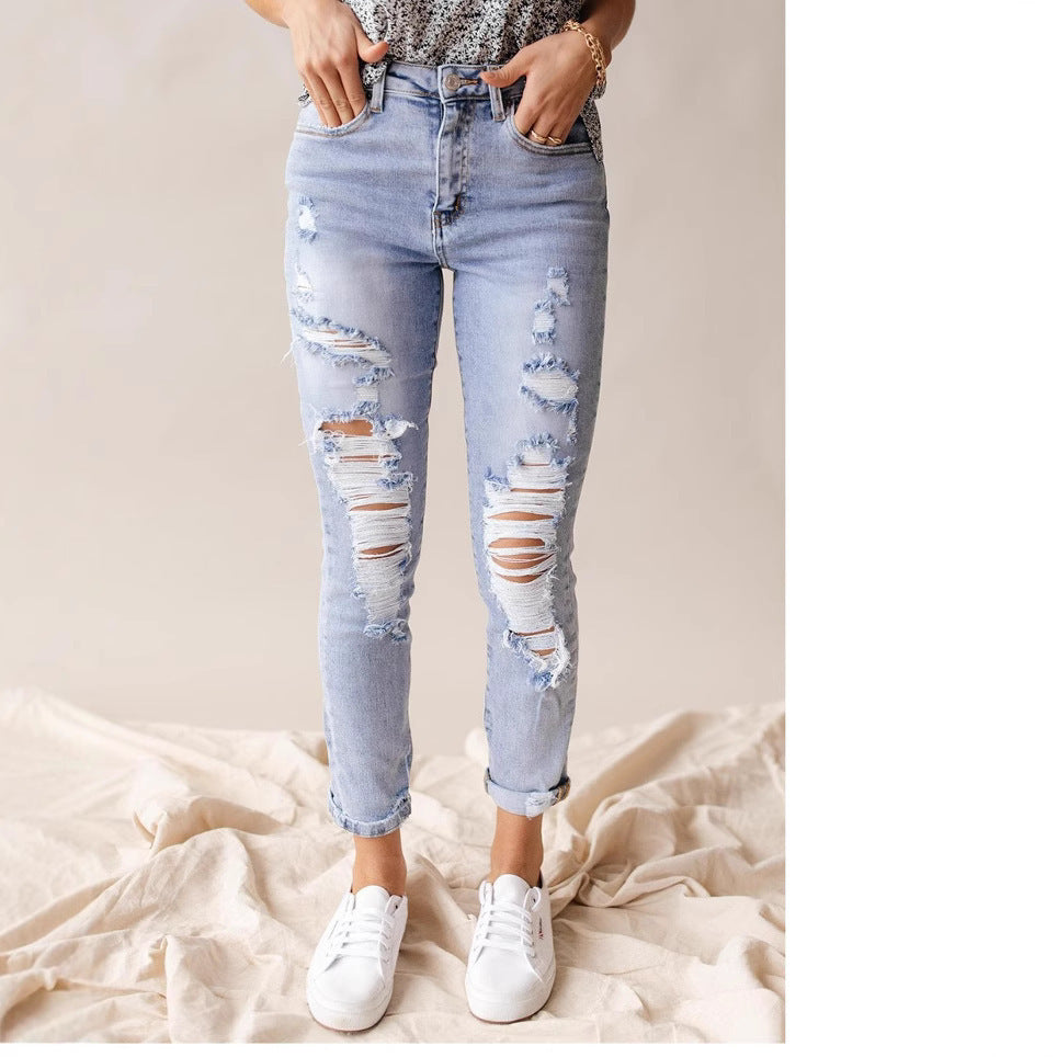 Jeans taille haute style décontracté