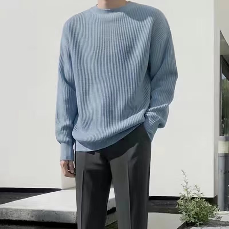 Pull à col rond ample, décontracté, rétro