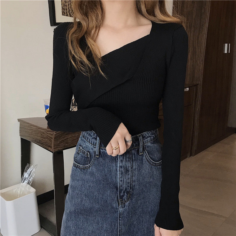 Pull col V croisé