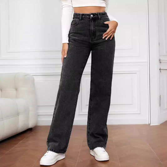 Jean droit taille haute