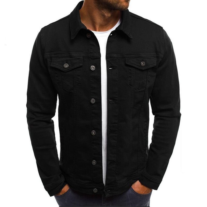 Veste décontractée en jean pour homme, chemise boutonnée