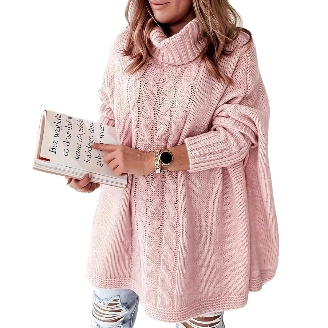 Pull en tricot ample et décontracté à manches chauve-souris pour femme, grande taille