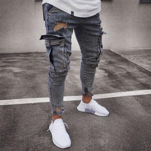Jean cargo en denim pour homme