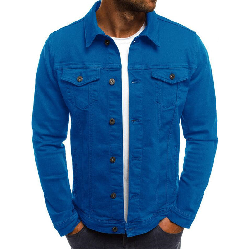 Veste décontractée en jean pour homme, chemise boutonnée