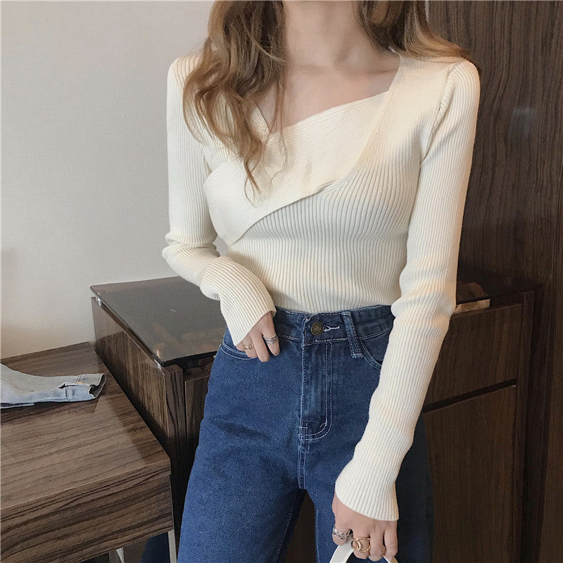 Pull col V croisé