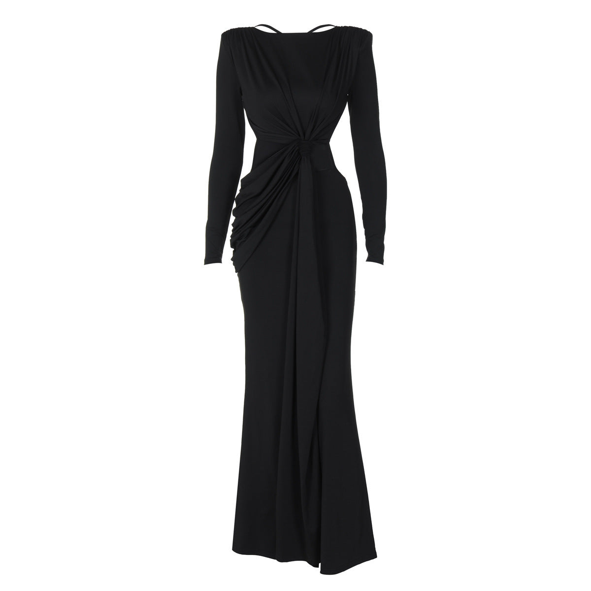 Robe sexy à manches longues et dos nu ajouré pour femme
