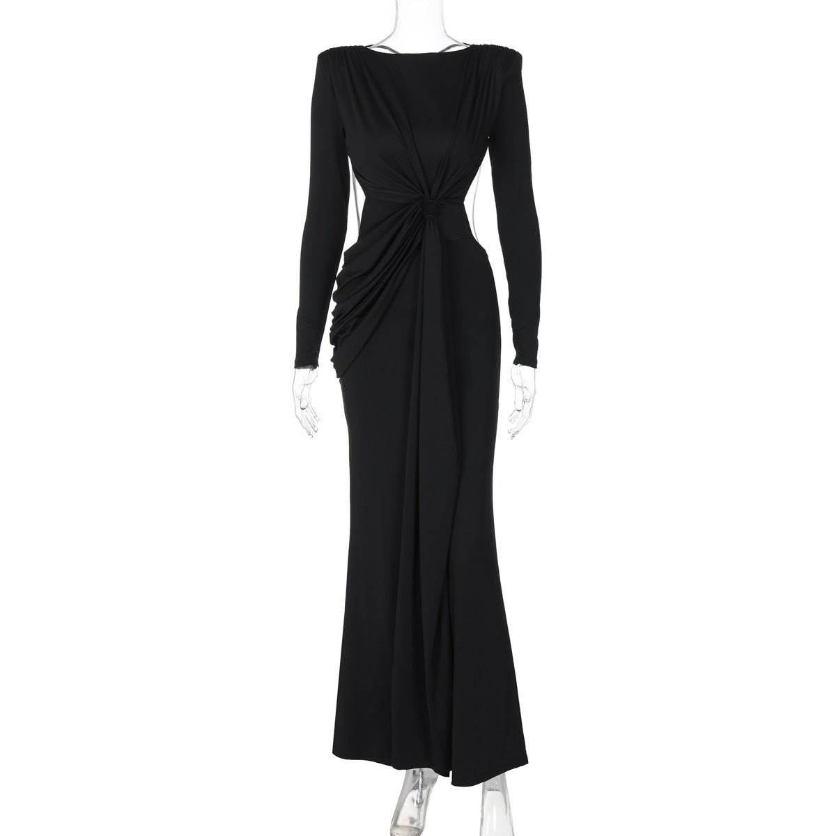 Robe sexy à manches longues et dos nu ajouré pour femme