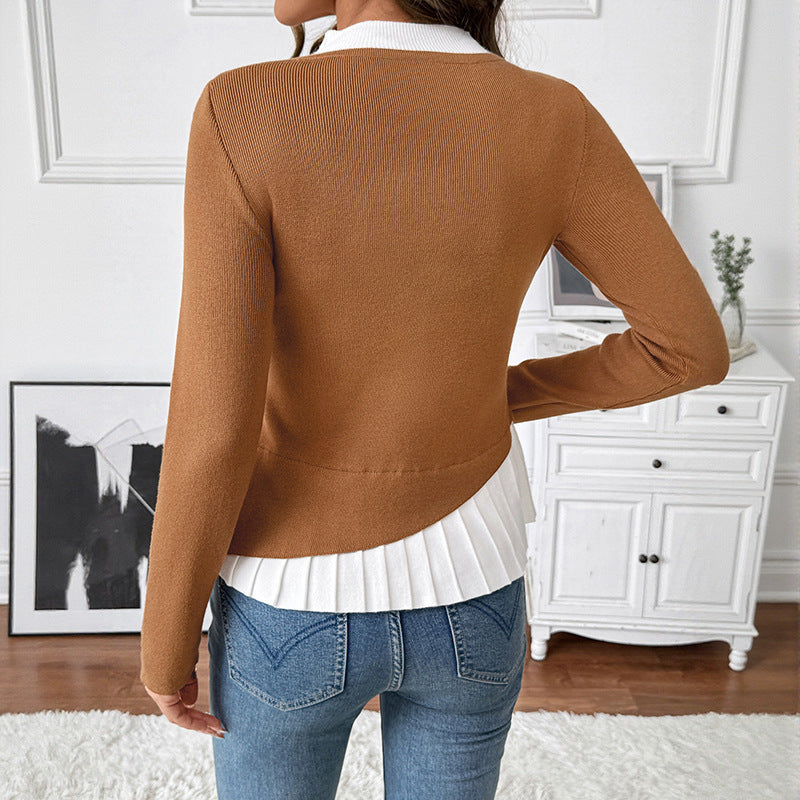 Pull en maille slim à patchwork de couleurs contrastées