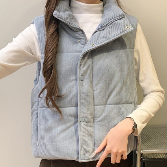 Gilet court ample en coton rembourré épais