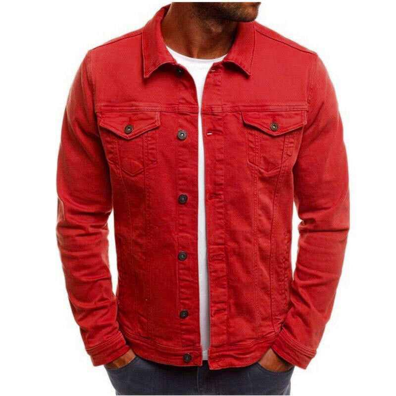 Veste décontractée en jean pour homme, chemise boutonnée
