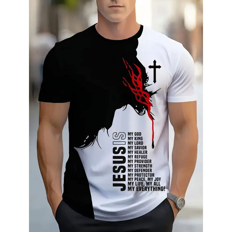 T-shirt à manches courtes style décontracté, impression numérique 3D
