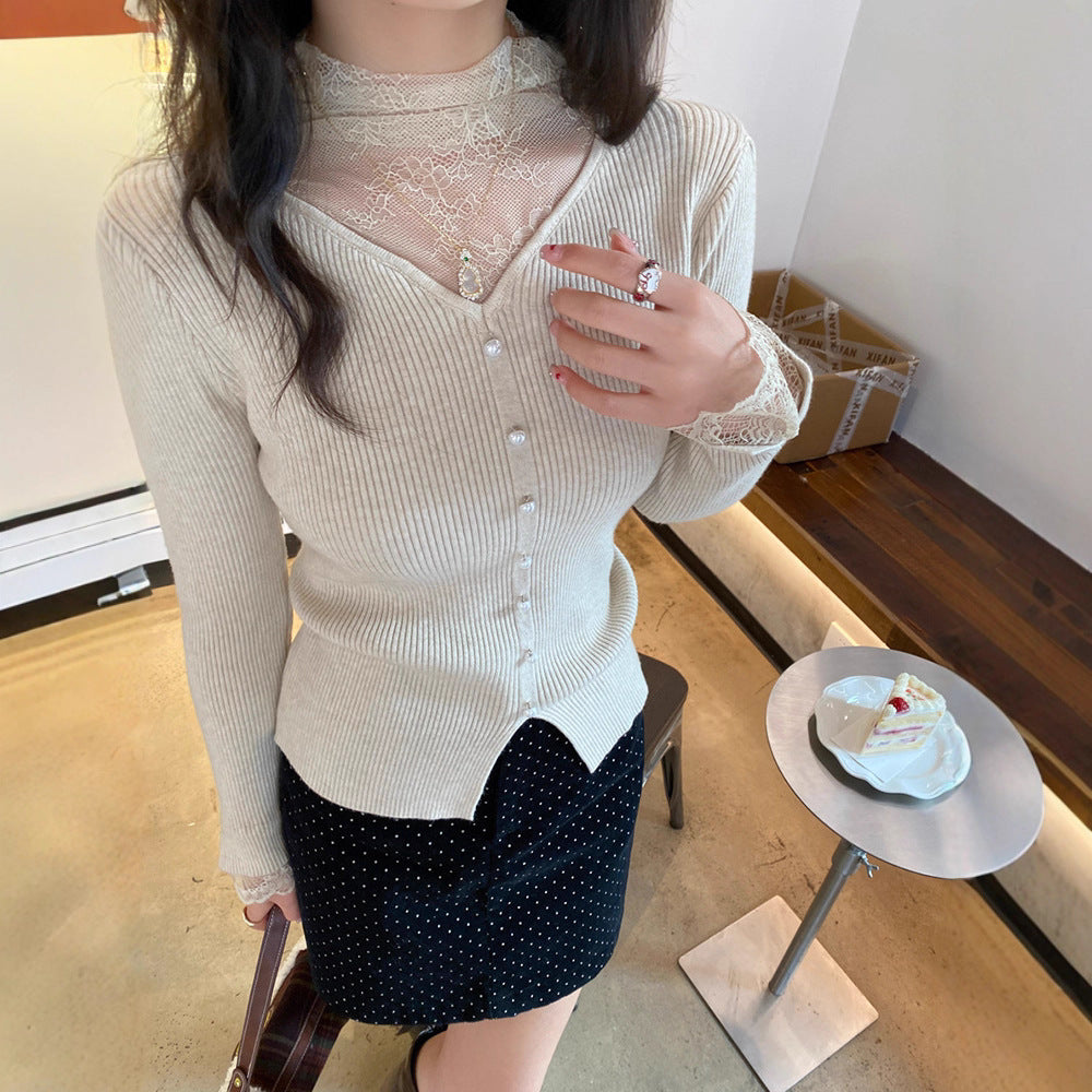 Pull tricoté dentelle