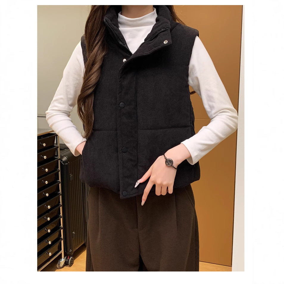 Gilet court ample en coton rembourré épais