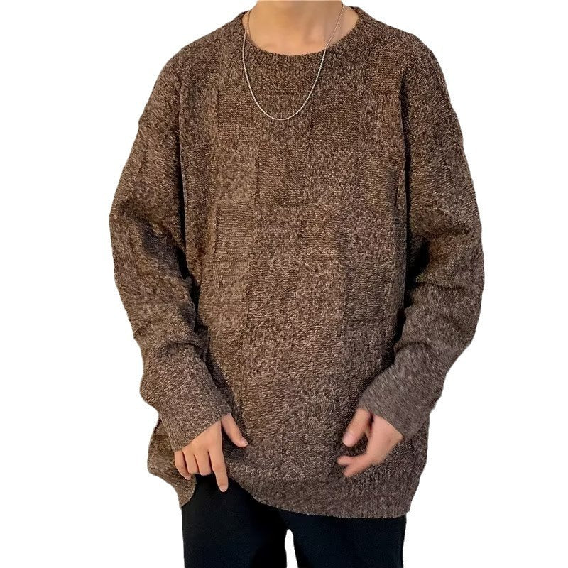 Pull d'hiver épais à motif losanges, ample et décontracté