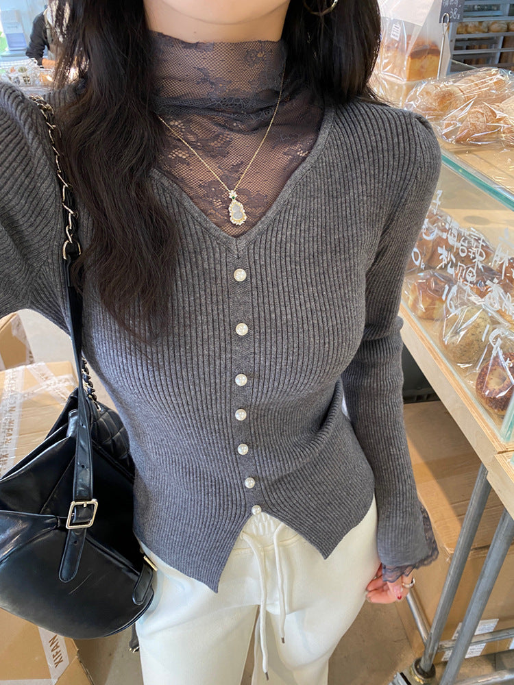 Pull tricoté dentelle