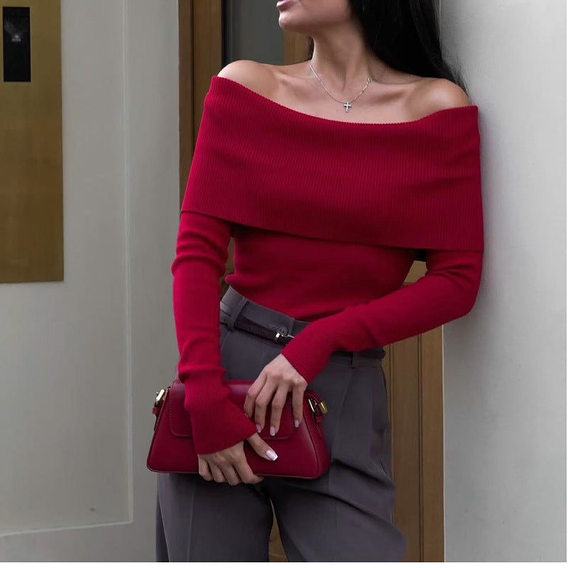 Pull à épaules dénudées, coupe slim