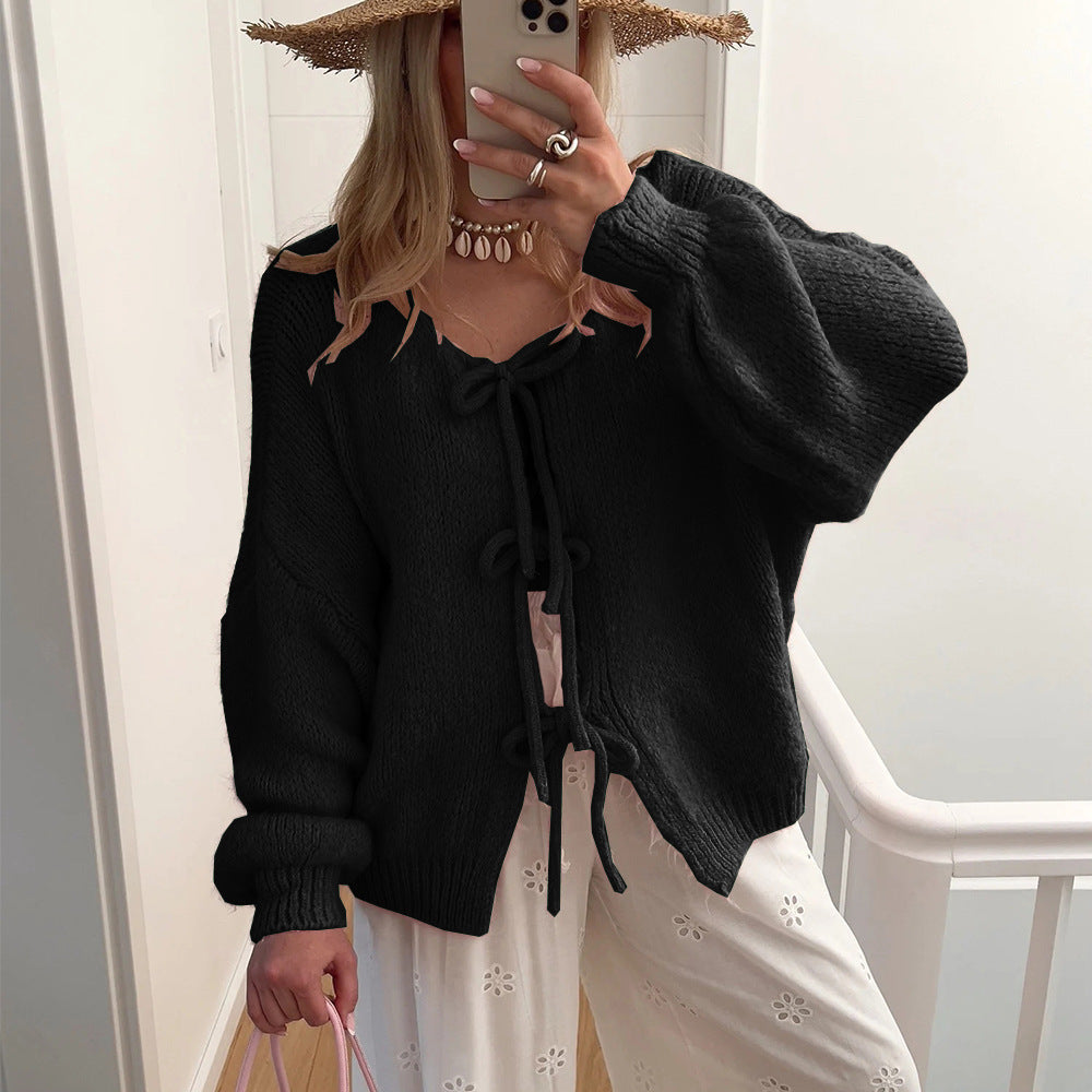 Pull à nouer décontracté, ample