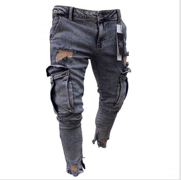 Jean cargo en denim pour homme