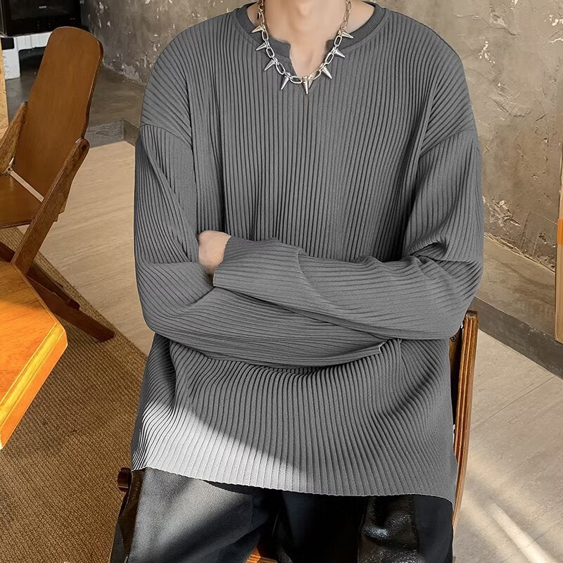 Pull rayé texture drapé couleur unie