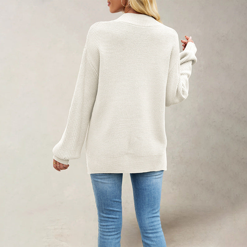 Pull ample tricoté de couleur unie