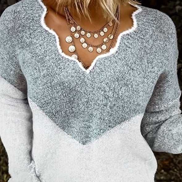 Pull grande taille à col en V assorti