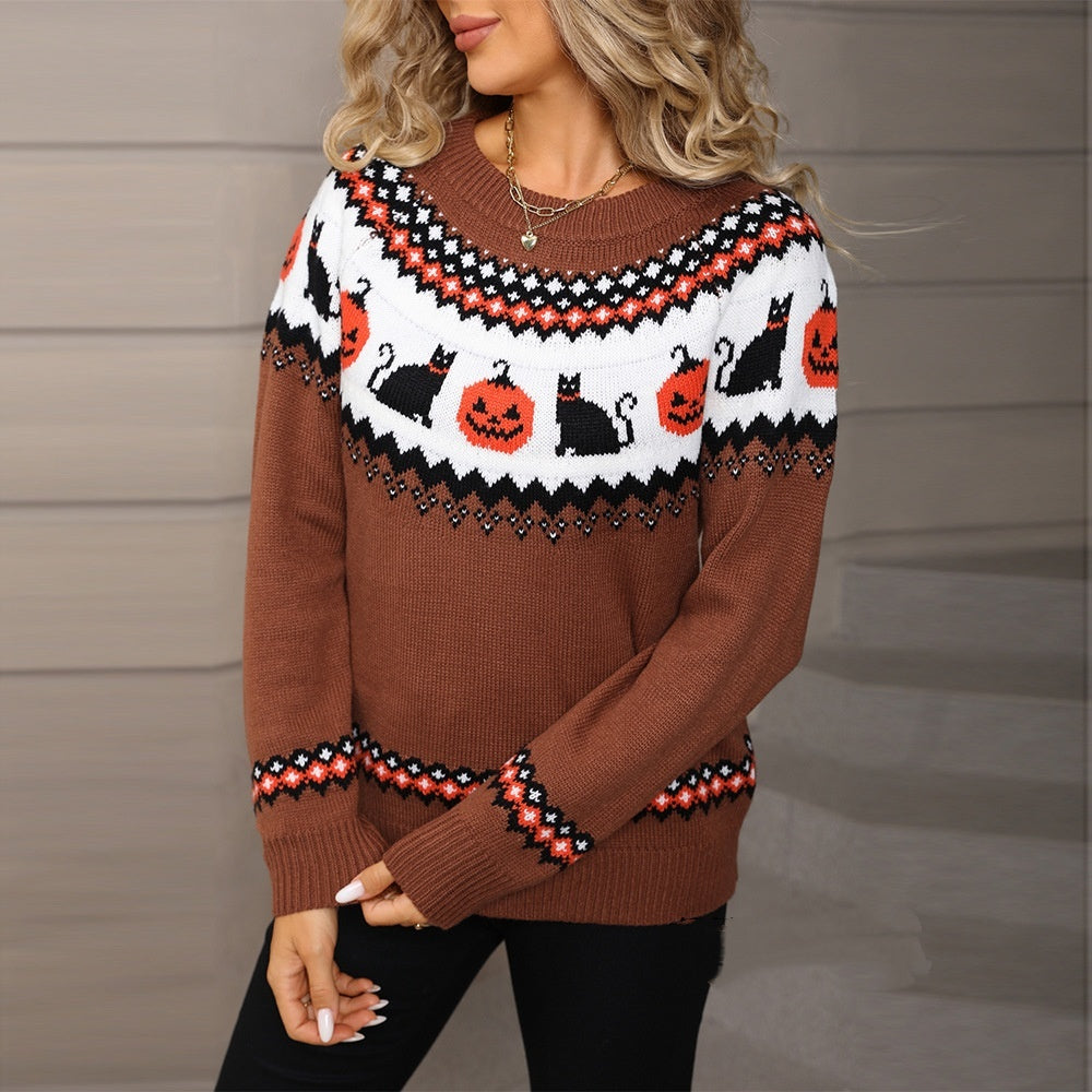 Pull Halloween surdimensionné en tricot
