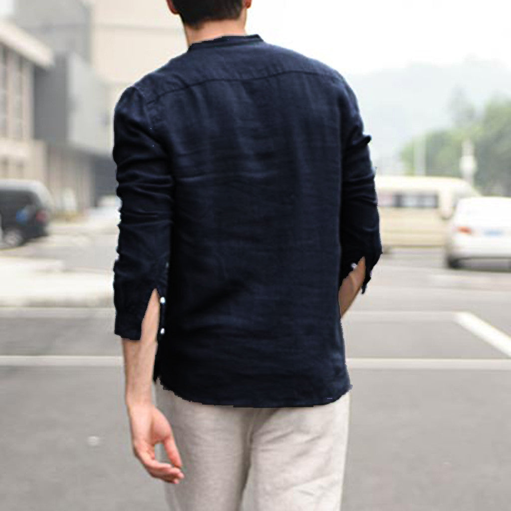 Chemise blanche vintage en lin pour homme
