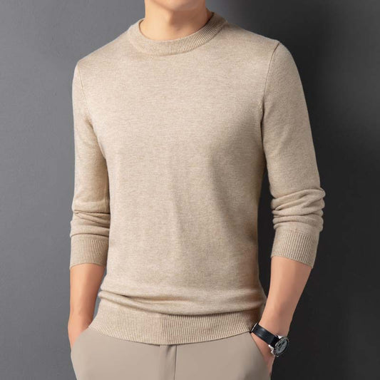 Pull décontracté pour homme, col rond, couleur unie