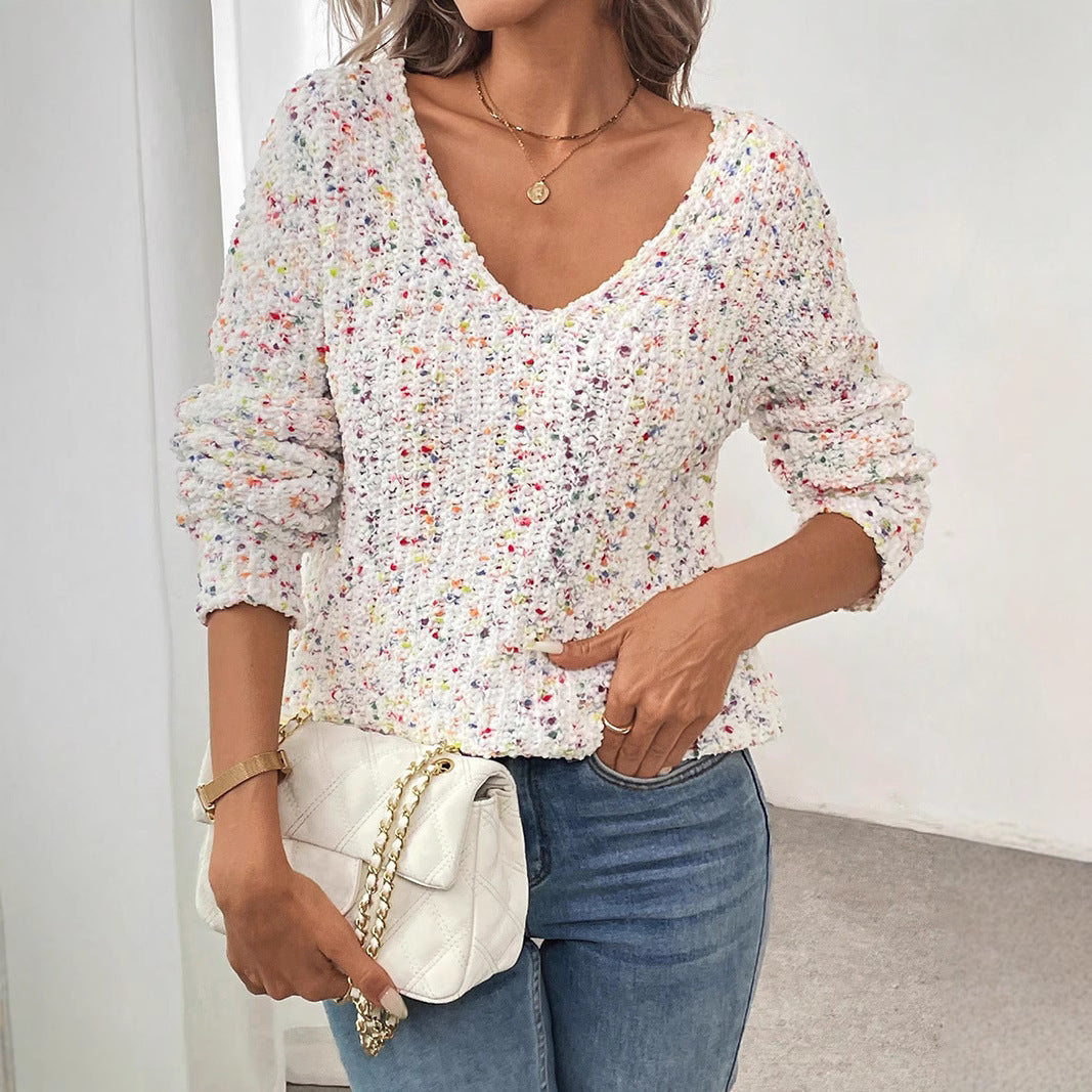 Pull ample et décontracté à col en V