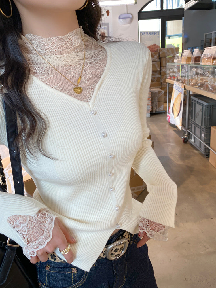 Pull tricoté dentelle