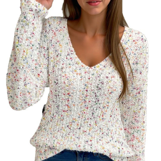 Pull à pois multicolore ample et décontracté