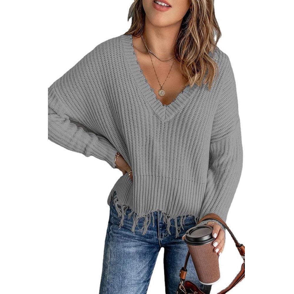 Pull tricoté à pompons en coton