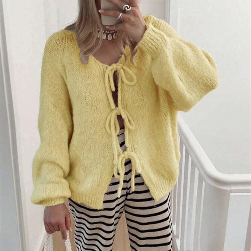 Pull à nouer décontracté, ample