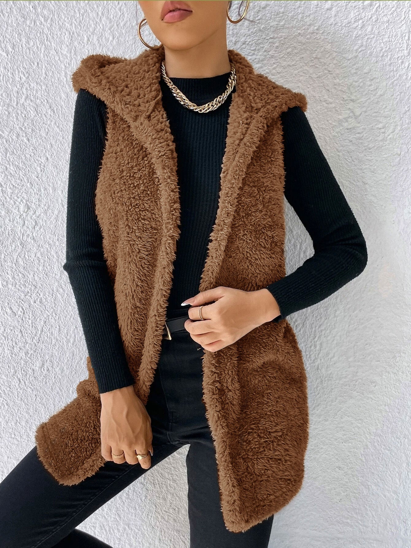 Veste à capuche en peluche décontractée
