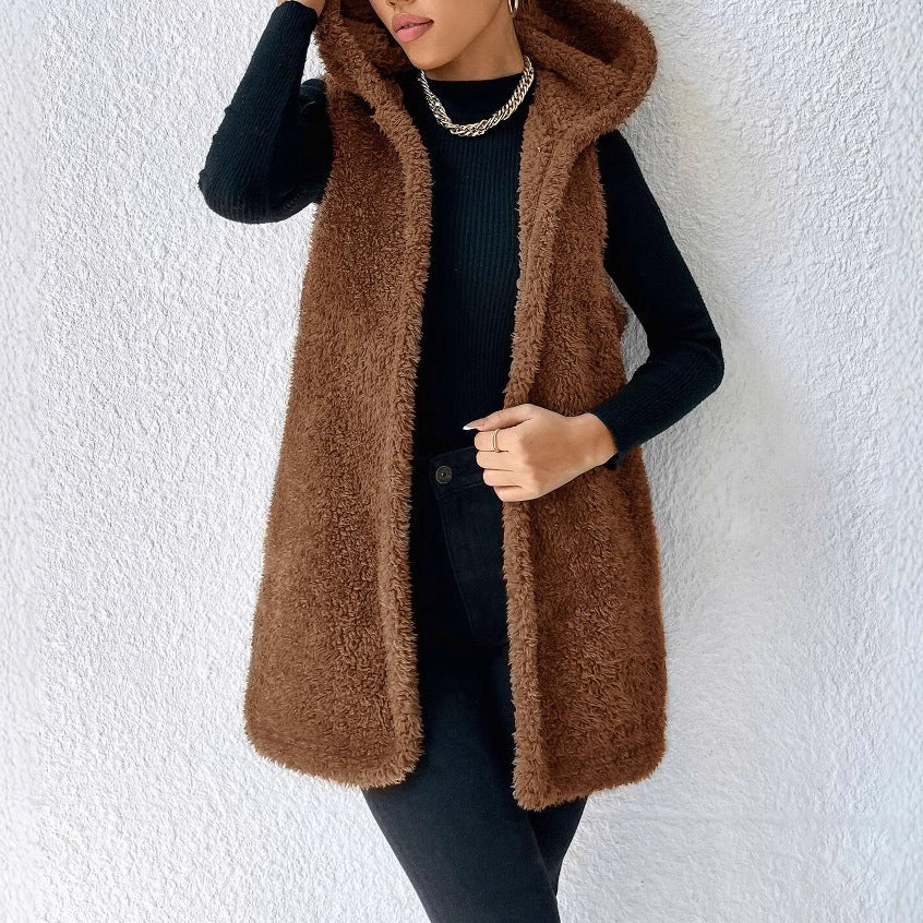 Veste à capuche en peluche décontractée