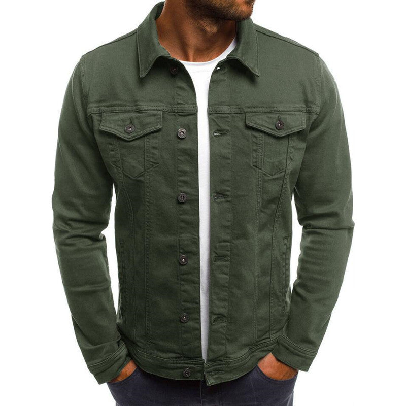 Veste décontractée en jean pour homme, chemise boutonnée