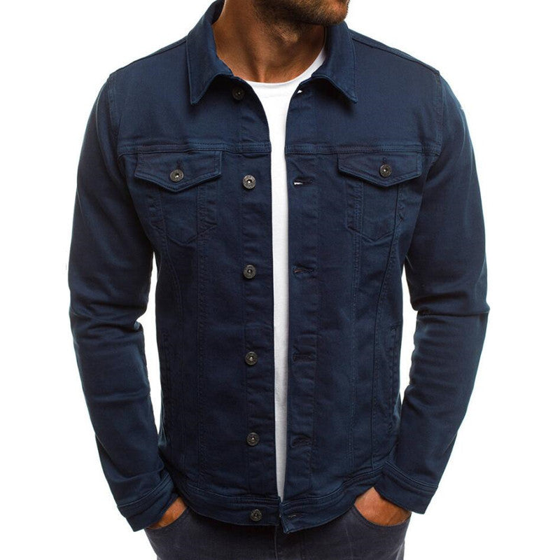 Veste décontractée en jean pour homme, chemise boutonnée